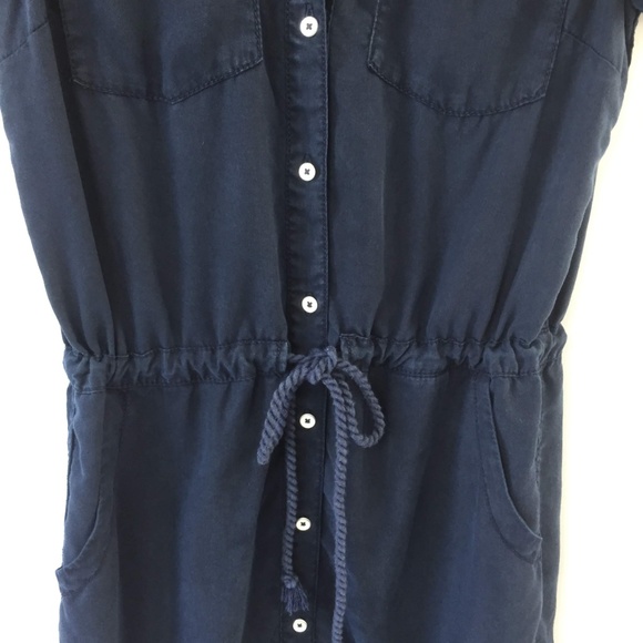 Button Down Shirt Dress with Drawstring - Picture 5 of 6